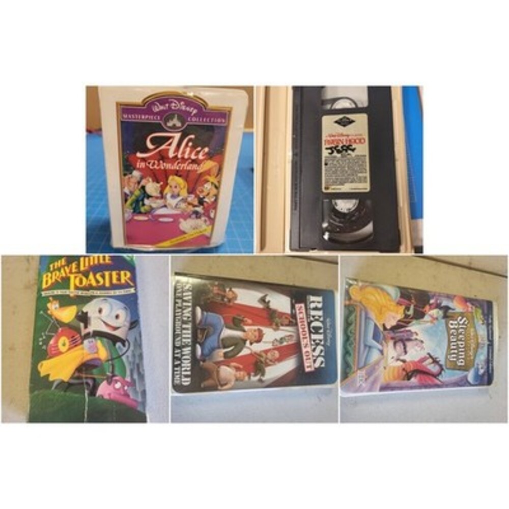 Lot of 5 Animated VHS Tapes Robin Hood Sleeping Beauty The Brave Recess Toaster